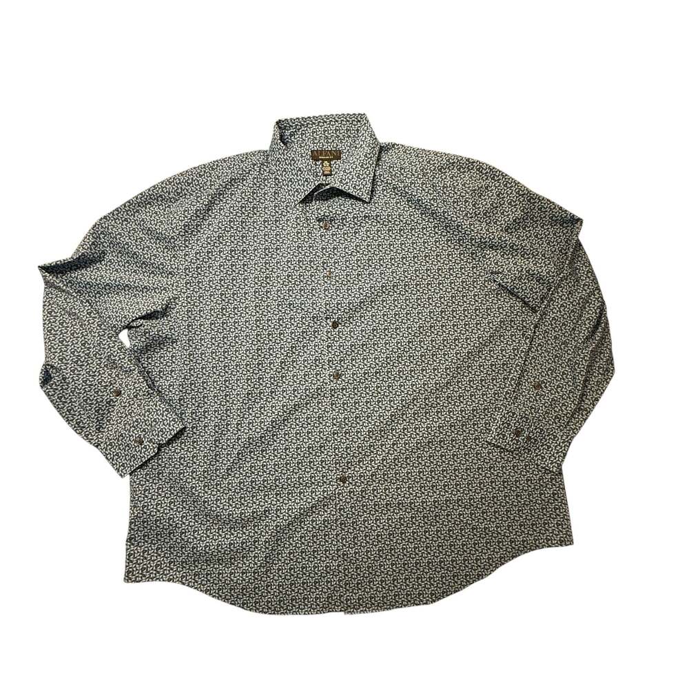 Alfani Regular Fit Geometric Print Button Down Shirt XXL